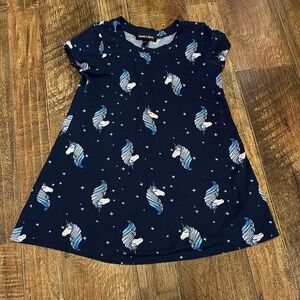 Moon & Stars Navy Dress with Unicorn Print